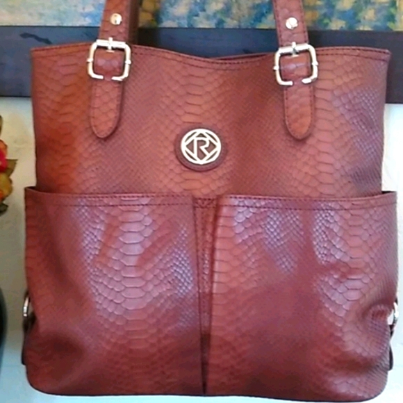 Relic Handbags - Relic Brown Faux Snakeskin Hobo Bag